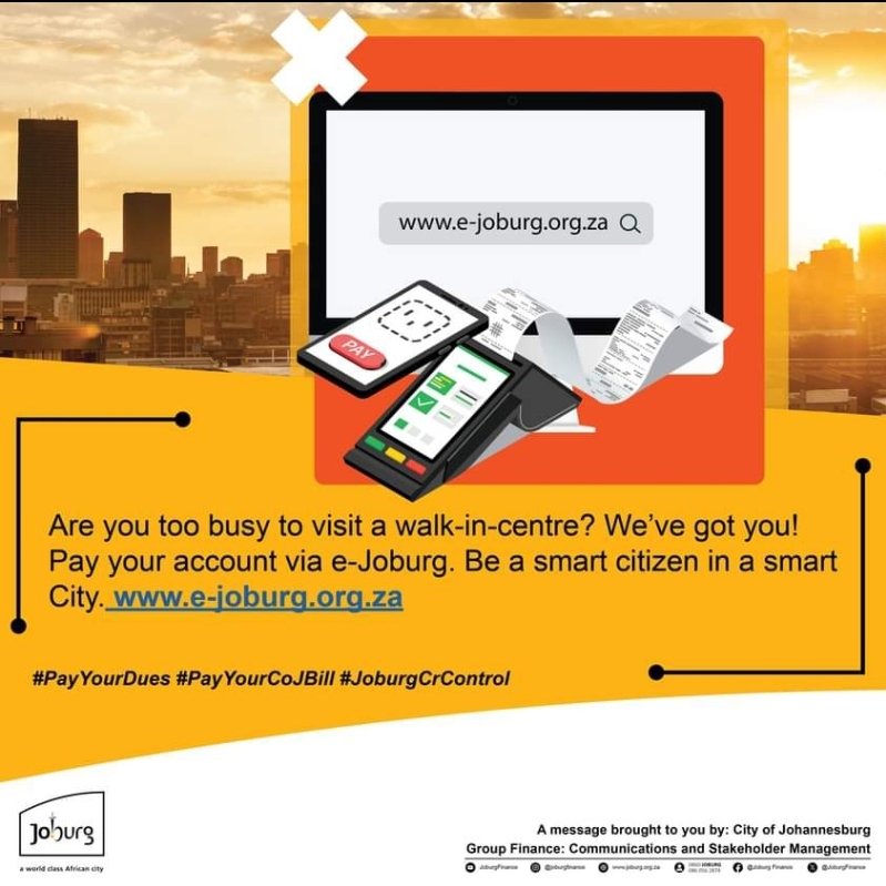 Being a responsible citizen is a superpower! Paying for services @Joburgf keeps our city going & helps us move forward. Visit your local Customer Service Centre for a sweet municipality bill discount or email creditcontrol@joburg.org. #ICareIPay #JoburgSOCA2024.^MR