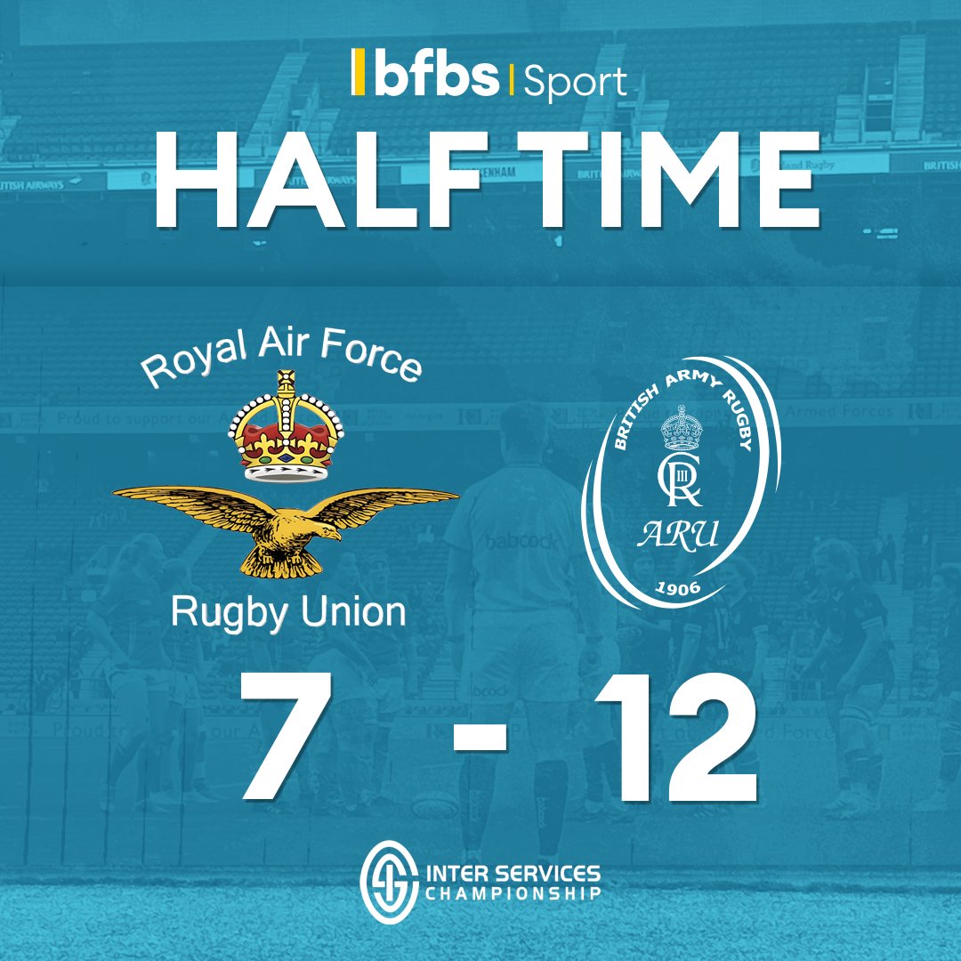 All to play for at half time! The @armyrugbyunion lead with @RAFRugbyUnion nipping at their heals! Who will take the Inter Service title in the second half? Watch LIVE ➡️ youtube.com/watch?v=IV9Iuy…