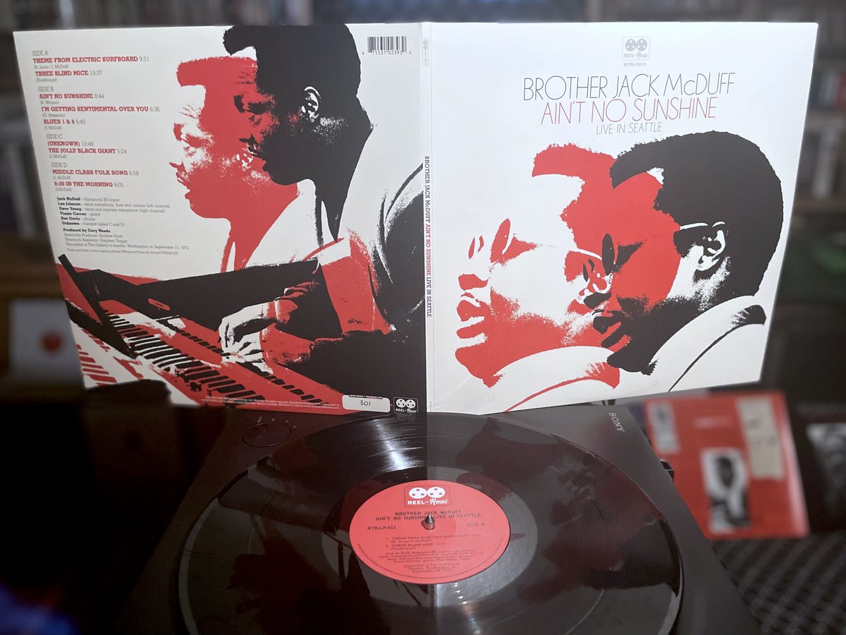 BROTHER JACK McDUFF • AIN'T NO SUNSHINE: LIVE IN SEATTLE (Reel To Real, 2024) #SoulJazz recorded 1972
Jack McDuff organ
Leo Johnson sax, flute, clarinet
Dave Young sax
Vince Corrao guitar
Ron Davis drums
+unknown trumpeter
180g 2xLP #vinyl #RSD24 #Jazz2024 #AlbumADay2024 132/366