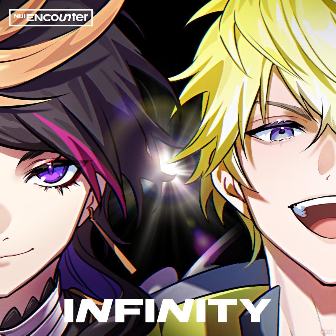 【#NIJI_ENcounter 1st release 'INFINITY' now streaming🎉】 Featuring #NIJISANJI_EN Livers @shu_yamino👟☯️ & @sonny_brisko🔗🤲 Song now available for streaming🎵 🔻List of streaming platforms orcd.co/encounter-infi… 🎥Music video🎥 youtu.be/Dkl_qZnjC_E