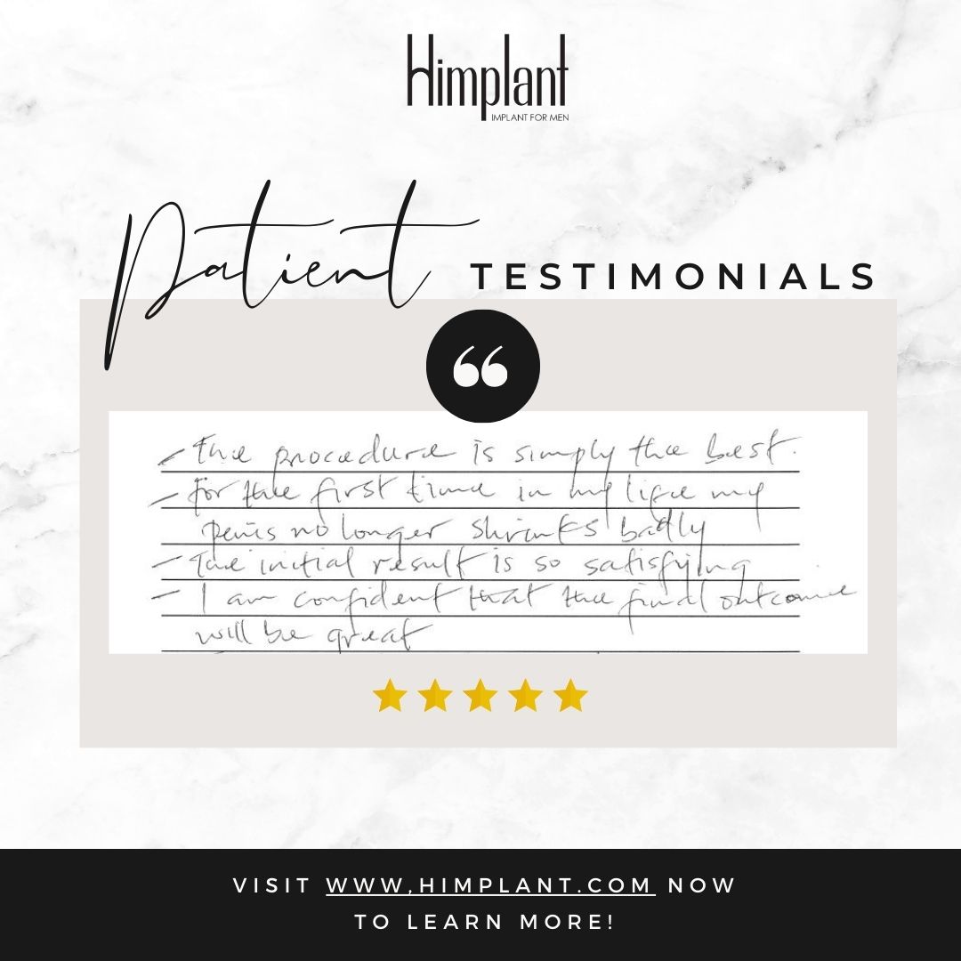 Real patient, real results: 'The procedure was simply the best, no more shrinking and great satisfying result!' 🙌 Visit our website to discover more testimonials and start your journey!

#Himplant #Penuma #MensHealth #MaleEnhancement #Silicon #Implant #Men #Review #Testimonial