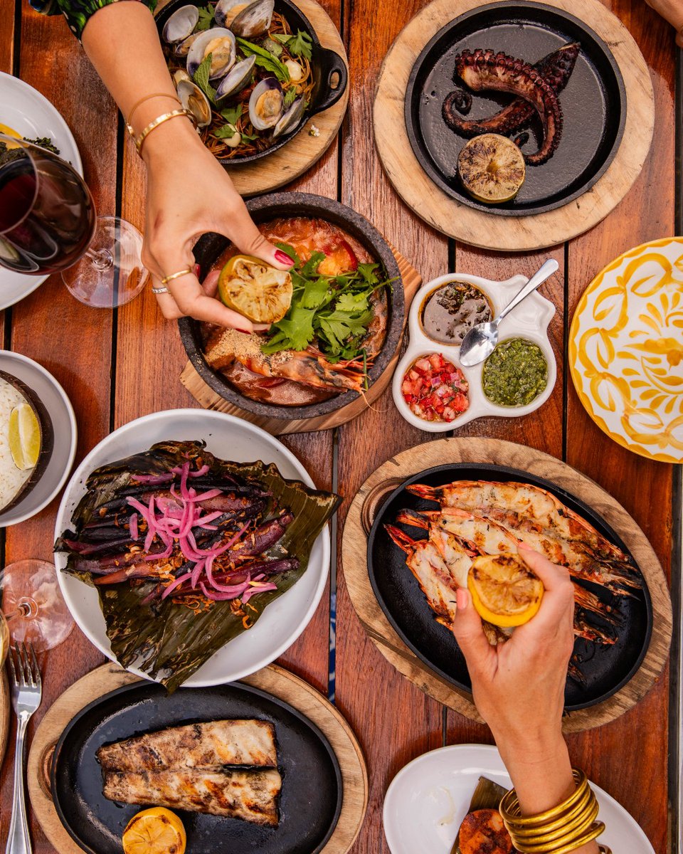 Ready to taste the best of Miami? 🍽️  Our new menu, curated by <a href="/chefMSchwartz/">Michael Schwartz</a> and <a href="/ChefIvanB/">Chef</a>, is a celebration of local ingredients and bold flavors. Don't miss the Spicy Grilled Prawns, Moqueca, Fideos, and more. It's a culinary journey worth taking! 🌊🌿 #amaraatparaiso