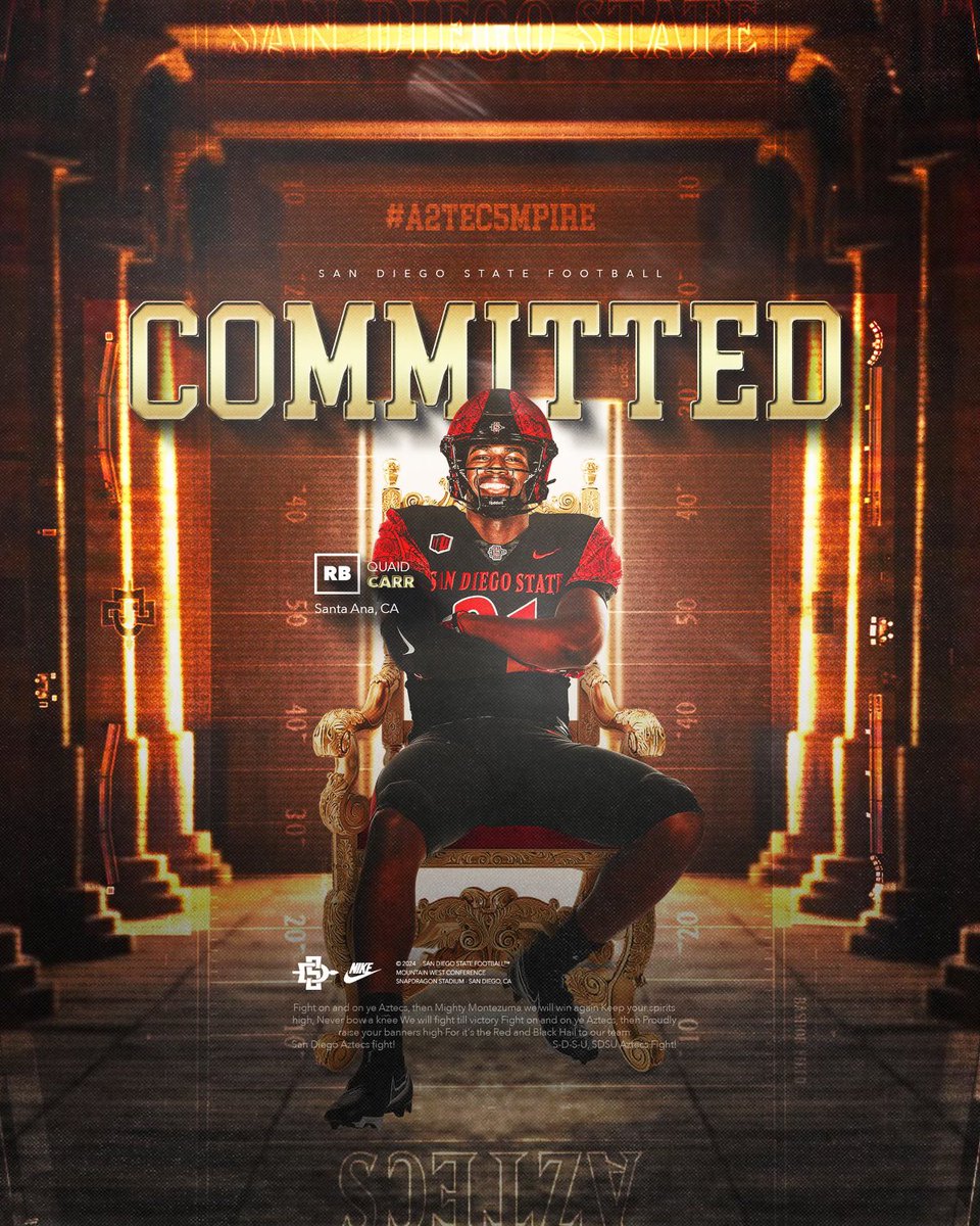 Committed! Thank you to all my coaches and teammates who pushed me everyday. Thank you to my family for supporting me on my journey and being by my side Go Aztecs Baby❤️🖤 @CoachReino @ServiteFootball @AztecFB @GregBiggins @ocvarsityguy @247Sports @latsondheimer @DarianLH3