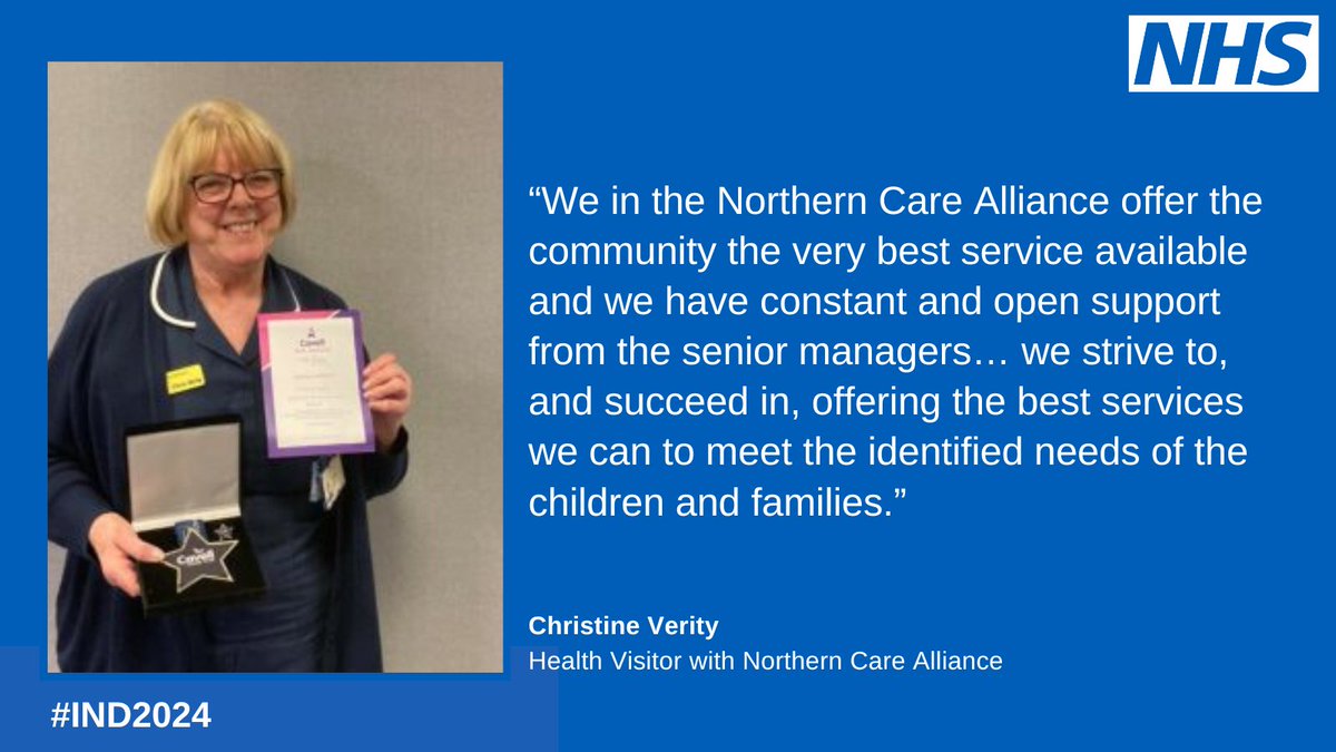 To mark 50 years in nursing, Christine was awarded the Edith Cavell Award (a national award given to nurses, midwives and healthcare assistants who shine bright and show exceptional care). Congratulations, Christine! #IND2024 #NursesDay Read more ➡️ england.nhs.uk/north-west/202…