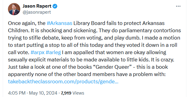 I wasn't a fan of Gov. Sanders putting Jason Rapert on the State Library Board. So is it wrong of me to enjoy seeing him have such a bad time?
#Arkansas #arpx
