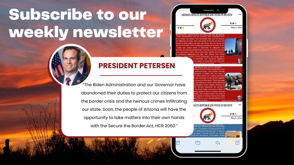 Republican lawmakers are giving the people of Arizona the opportunity to take matters into their own hands regarding Biden's border crisis. Read more in our latest newsletter: azsenaterepublicans.com/newsletters