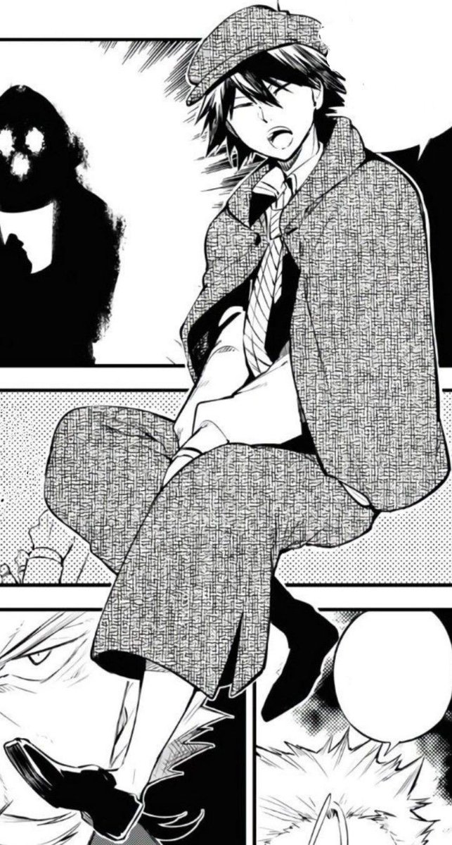 ranpo likes to sit with his legs crossed!