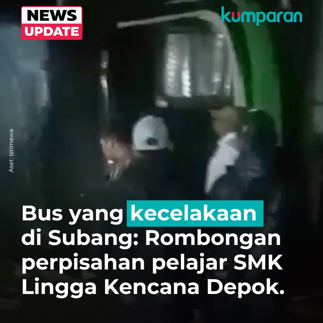 Bus yang kecelakaan di Ciater, Subang, pada pukul 18.45 WIB, Sabtu (11/5), adalah bus Trans Putera Fajar (bus pariwisata) membawa rombongan perpisahan pelajar SMK Kencana Kota Depok. #newsupdate #update #news #oneliner