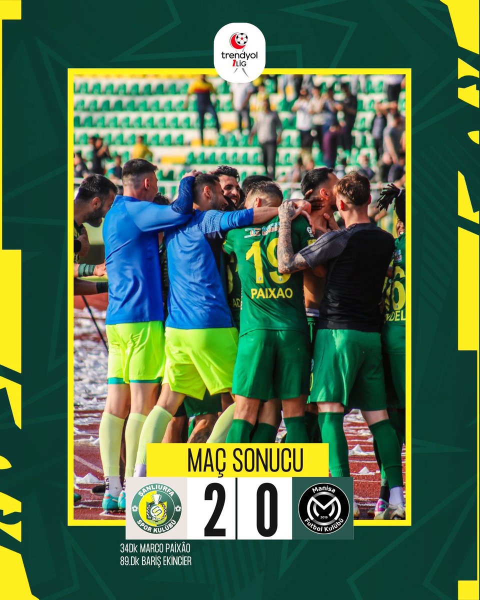 Trendyol 1. Lig’de Manisa FK’yı 2-0 mağlup eden Şanlıurfasporumuzu tebrik ediyorum. 🔰