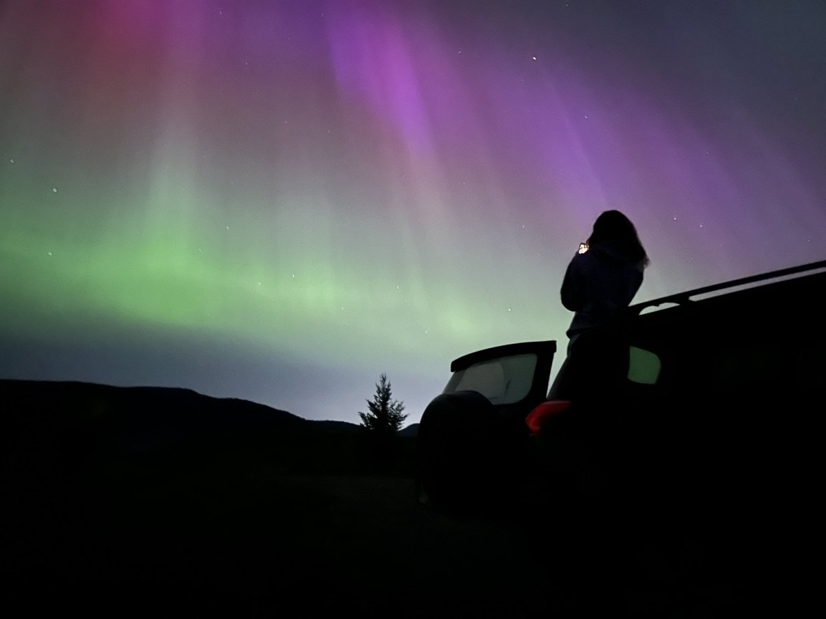 Northern lights during last night’s solar flare in Kamloops was wild. My first time seeing them ever!