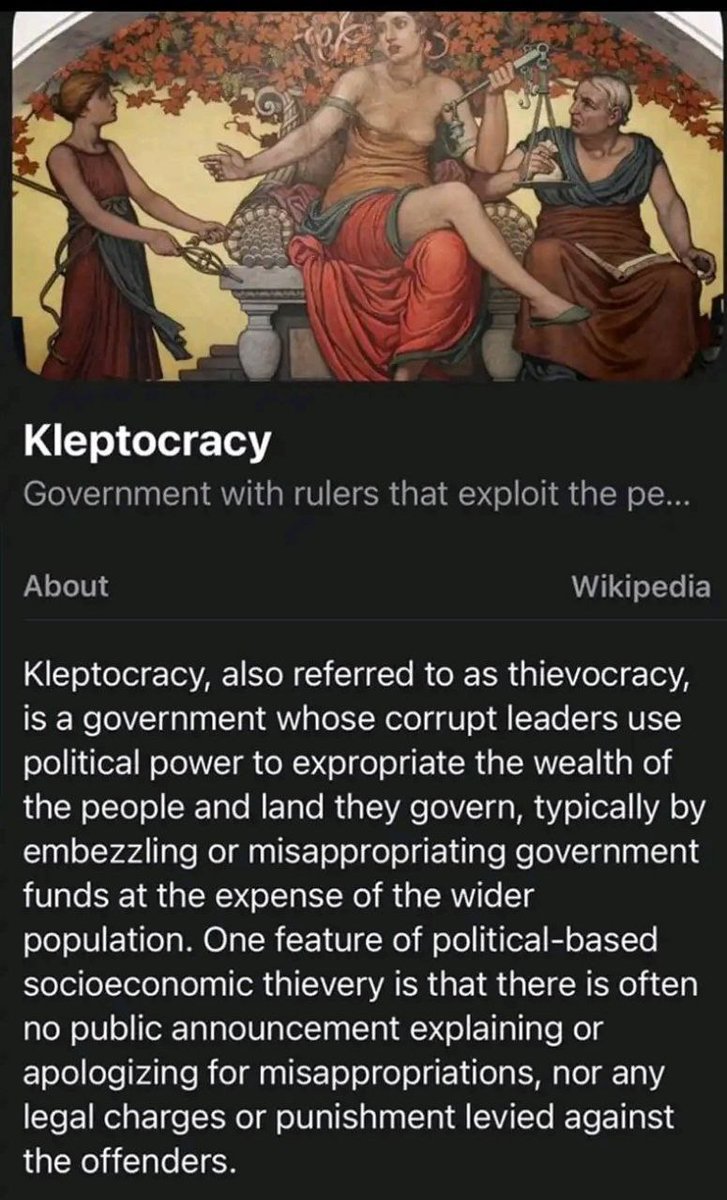 Word of the Day: Kleptocracy - the truest word you'll hear today!