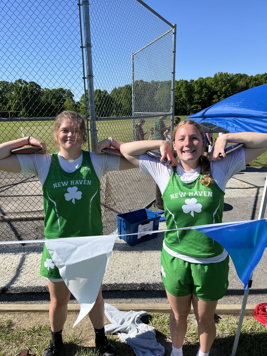 newhavensports's tweet photo. Congrats to Alayna Lagemann and Katie Holtmeyer for placing 3rd and 4th at the sectional track meet in discus! They will throw at the state track meet next Saturday at noon.☘️ https://t.co/RtGfZWR2xz