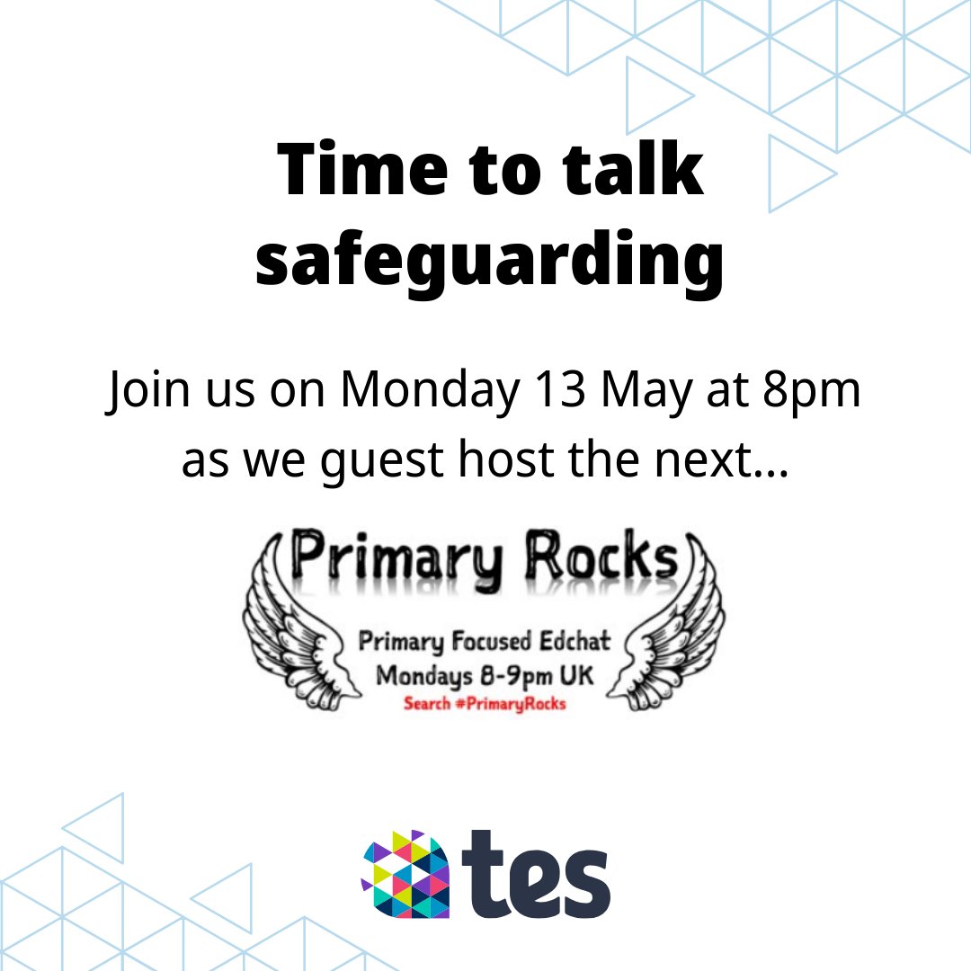 We’re excited to be guest hosts for this Monday’s #PrimaryRocks to discuss and share some tips around safeguarding. 

See you on Monday at 8pm!

#teachertwitter #TesSafeguardingWeek