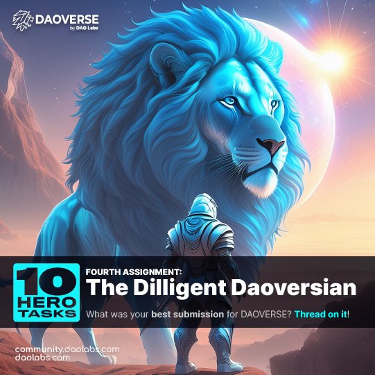 🏅Become a #SocialMining Hero! ⚔️'DAOVERSE'S 10 HERO TASKS' challenge is on! Task 4️⃣ is here for you to engage: The Dilligent Daoversian community.daolabs.com/task/the-dilli… 🤑 It’s a your chance to earn on multiple #SocialMining HUBs today. 🏃‍♂️See details on our blog post:…