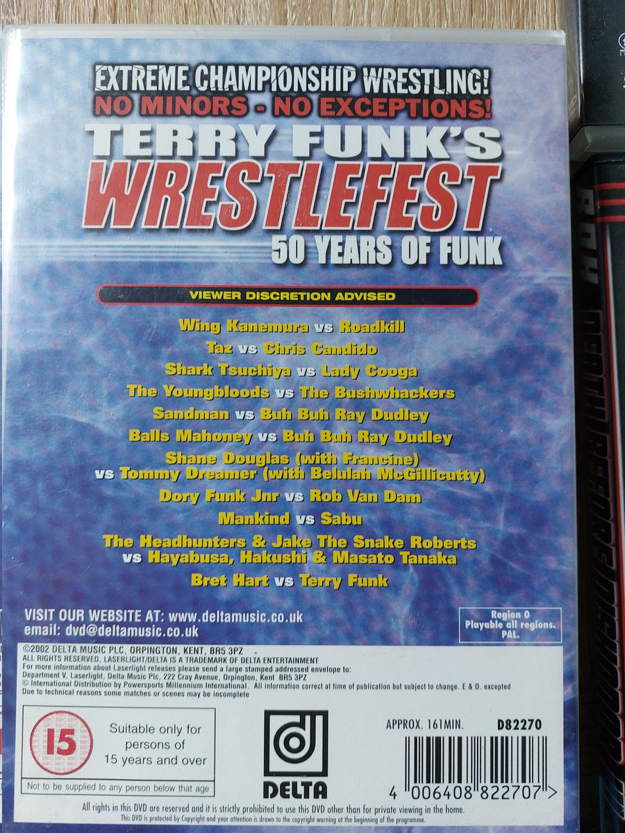 Terry Funk Presents Wrestle Fest: 50 Years Of Funk

Roadkill vs. WING Kanemura : 5/10

ECW World Television Title Match :
Taz (c) vs. Chris Candido : 6/10

Shark Tsuchiya vs. Lady Cooga : 5,5/10

Tag Team Match :
The Bushwhackers (Butch & Luke) vs. The Youngbloods : 4/10