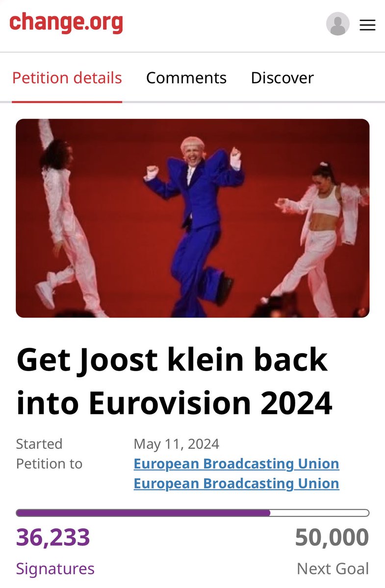 Van bijna 16.000 naar ruim 36.000 handtekeningen in 45 minuten tijd. Het #JoostKlein effect. Het zal naar alle waarschijnlijkheid niets veranderen, maar de support voor Joost is en blijft gigantisch. #Eurovision