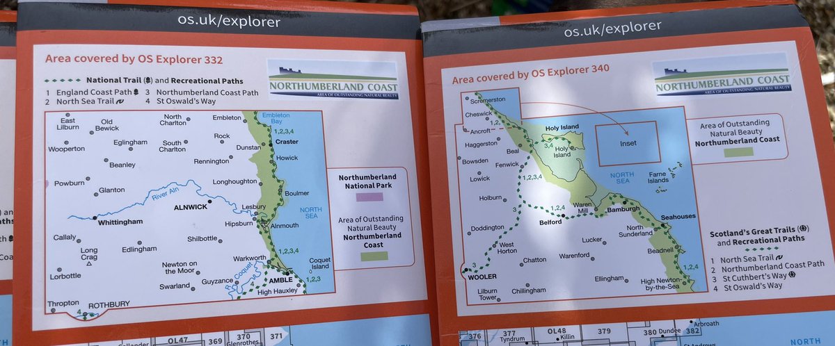 Enjoying the sunshine and looking at my replacement OS maps of Northumberland coastal areas. 😊