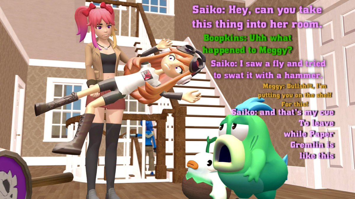 Saiko whacked Meggy with her Hammer
Because she that she saw a fly
#smg4 #smg4meggy #meggysmg4 #smg4saiko #smg4boopkins