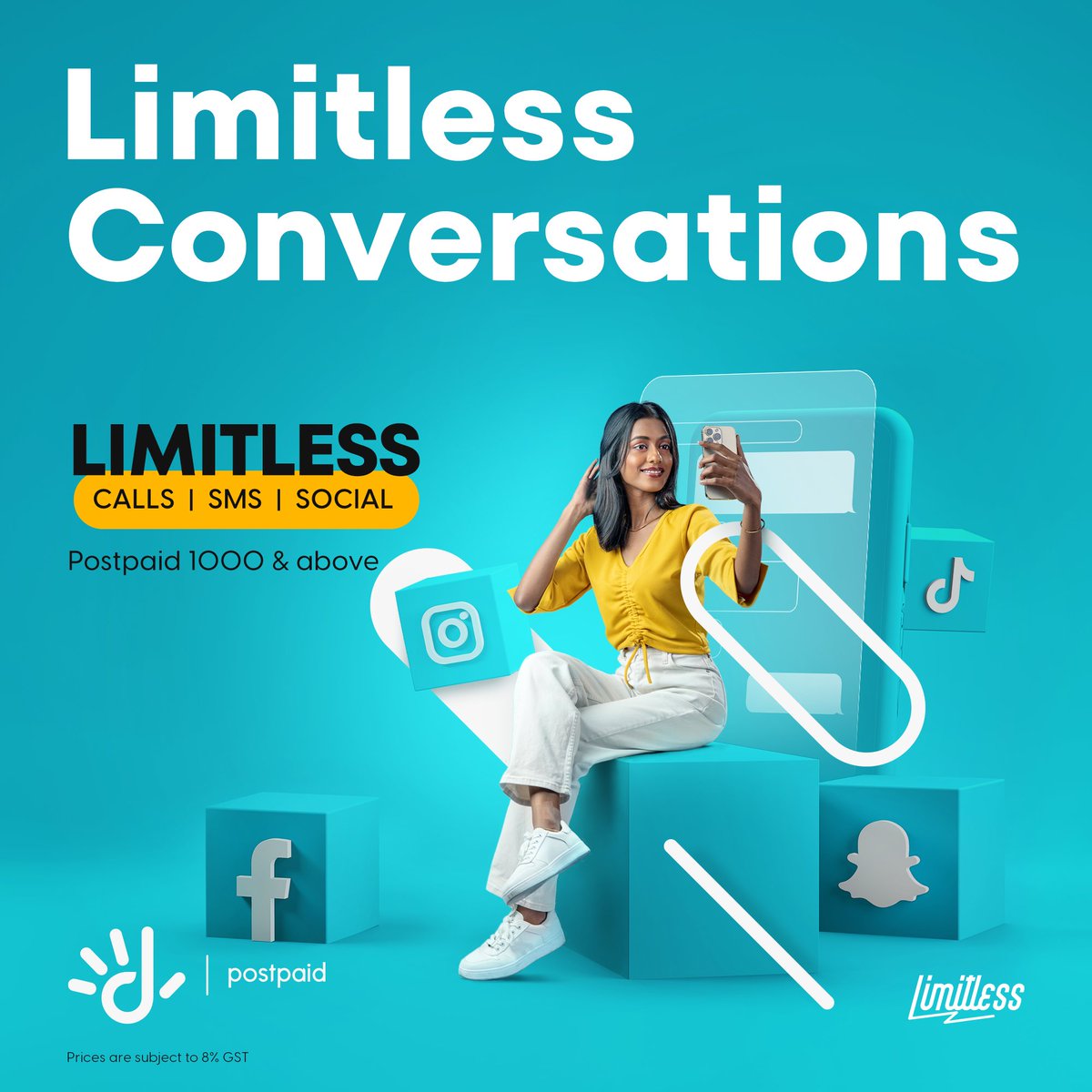 Go Limitless with Dhiraagu Postpaid! 😍 Get Limitless Social Media, Limitless Calls & Limitless SMS with Dhiraagu Postpaid 1000 and above. Upgrade now from Dhiraagu App 👉🏽 bit.ly/Dhiraagu-App #LimitlessWithDhiraagu