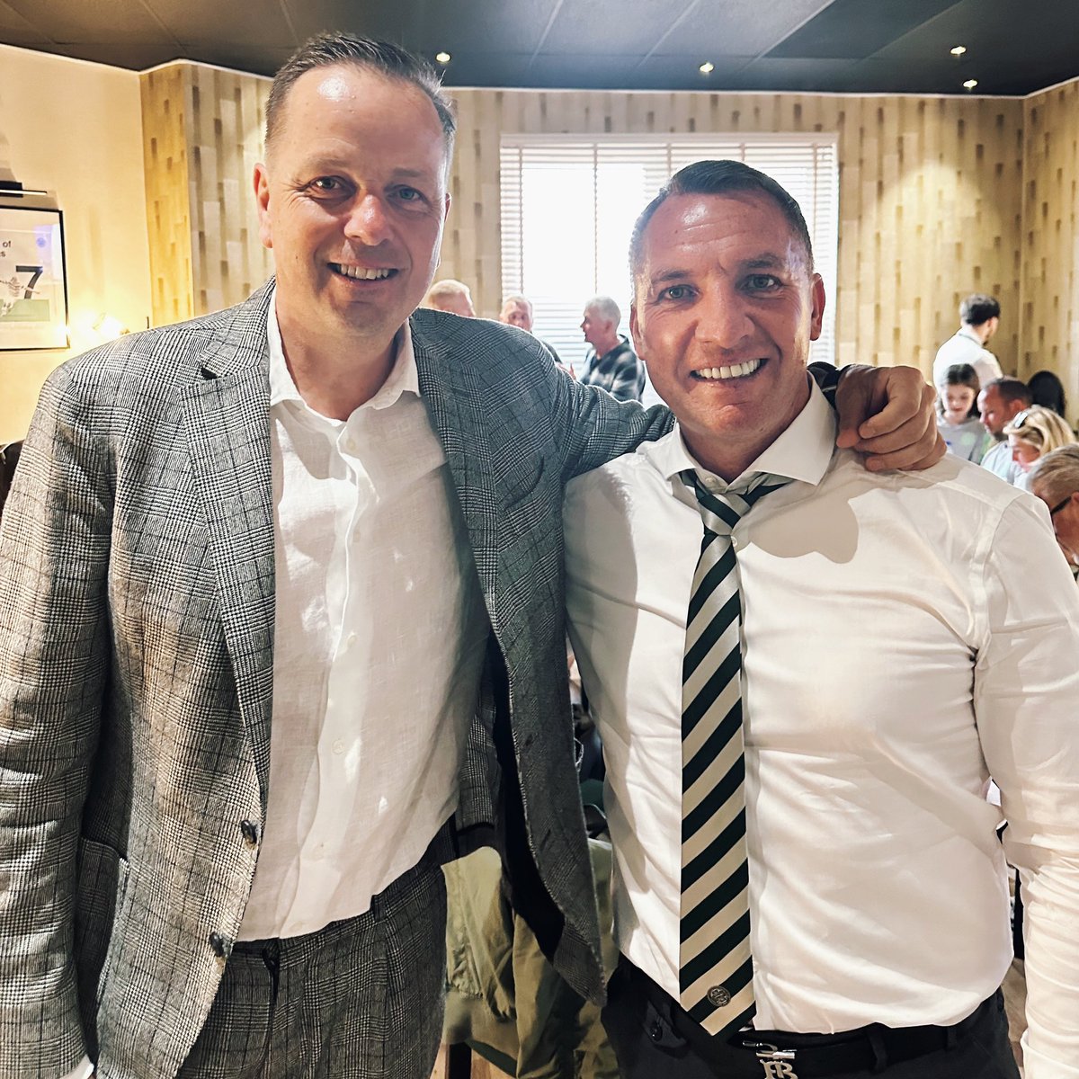 With Celtic manager, Brendan Rodgers, after they just beat Rangers in the big Old Firm derby. I successfully represented Brendan earlier in the season, meaning he could be on the touchline for the reverse fixture at Ibrox recently, so it was good to catch up. #celtic