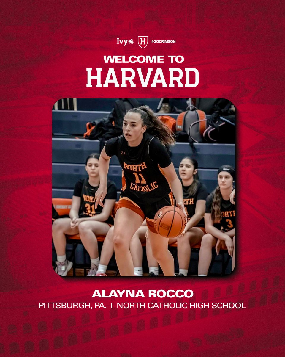 Welcome to Harvard, @alaynarocco! Rocco is tremendously skilled and has proven to be a shot maker at every level she’s played at. We can’t wait to help her etch her name in the Harvard record books. The Pittsburgh legend is coming to Cambridge and we could not be more excited!