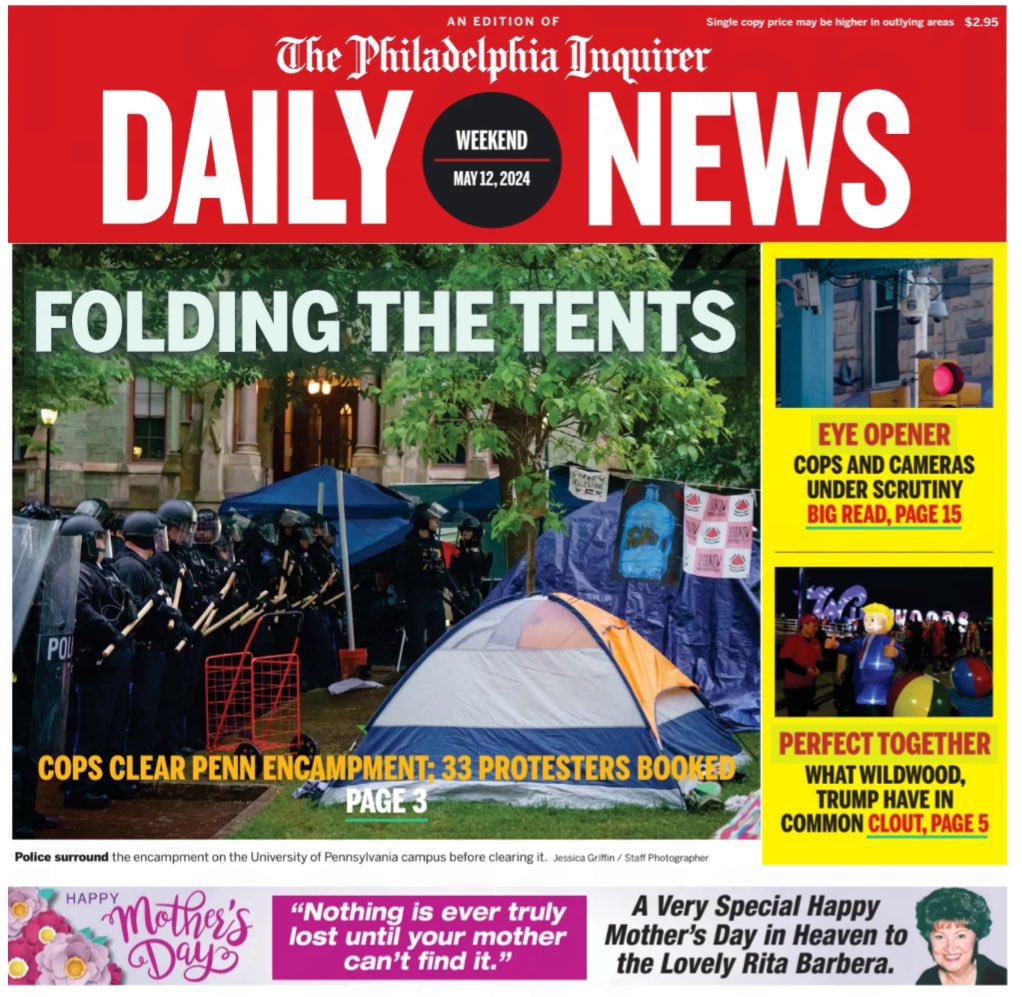 Introducing #TomorrowsPapersToday from: #ThePhiladelphiaInquirer United States Folding the tents Check out tscnewschannel.com/the-press-room… for more of Sunday’s newspapers. #buyanewspaper #TomorrowsPapersToday #buyapaper #pressfreedom #journalism