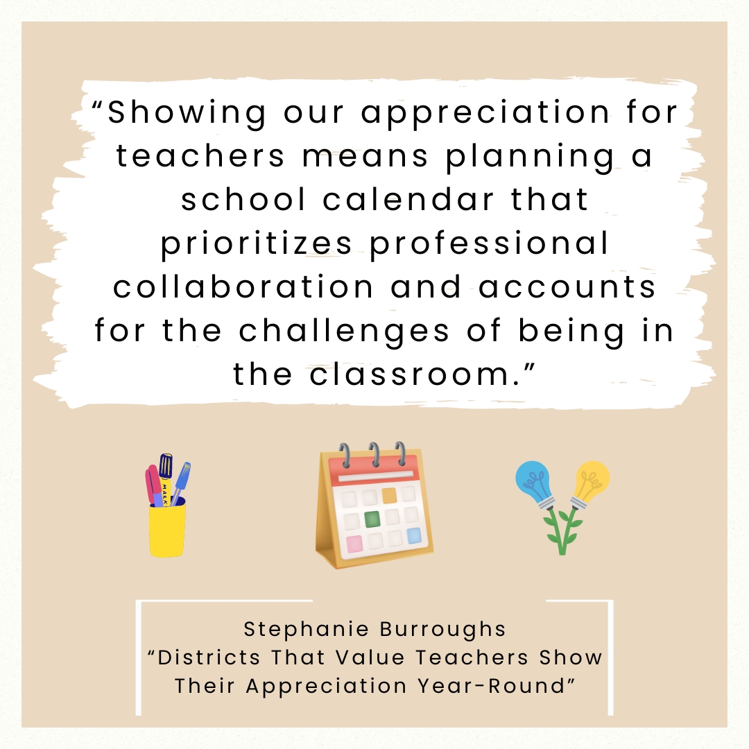 Appreciating teachers goes beyond words—it's about prioritizing professional collaboration and understanding classroom challenges. 🗓️ @BurroughsEDk12 shares how leaders can show gratitude by leveraging the school calendar: ascd.org/blogs/district… #TeacherAppreciationWeek