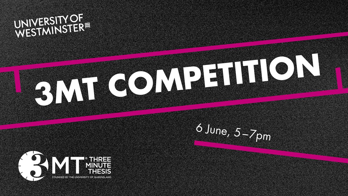 UoW Graduate School (@uow_gradschool) on Twitter photo Join us for the 3MT Competition
Doctoral researchers communicate the importance of their research - in 3 minutes with no notes and only one slide
Featuring <a href="/mitogenia/">Ifigeneia Kalampouka</a> <a href="/NNazyrova/">Nodira Nazyrova</a> <a href="/soumyasharma576/">Soumya Sharma</a> & others
blog.westminster.ac.uk/graduateschool…
<a href="/UniWestminster/">University of Westminster</a> Join us for the 3MT Competition
Doctoral researchers communicate the importance of their research - in 3 minutes with no notes and only one slide
Featuring <a href="/mitogenia/">Ifigeneia Kalampouka</a> <a href="/NNazyrova/">Nodira Nazyrova</a> <a href="/soumyasharma576/">Soumya Sharma</a> & others
blog.westminster.ac.uk/graduateschool…
<a href="/UniWestminster/">University of Westminster</a>