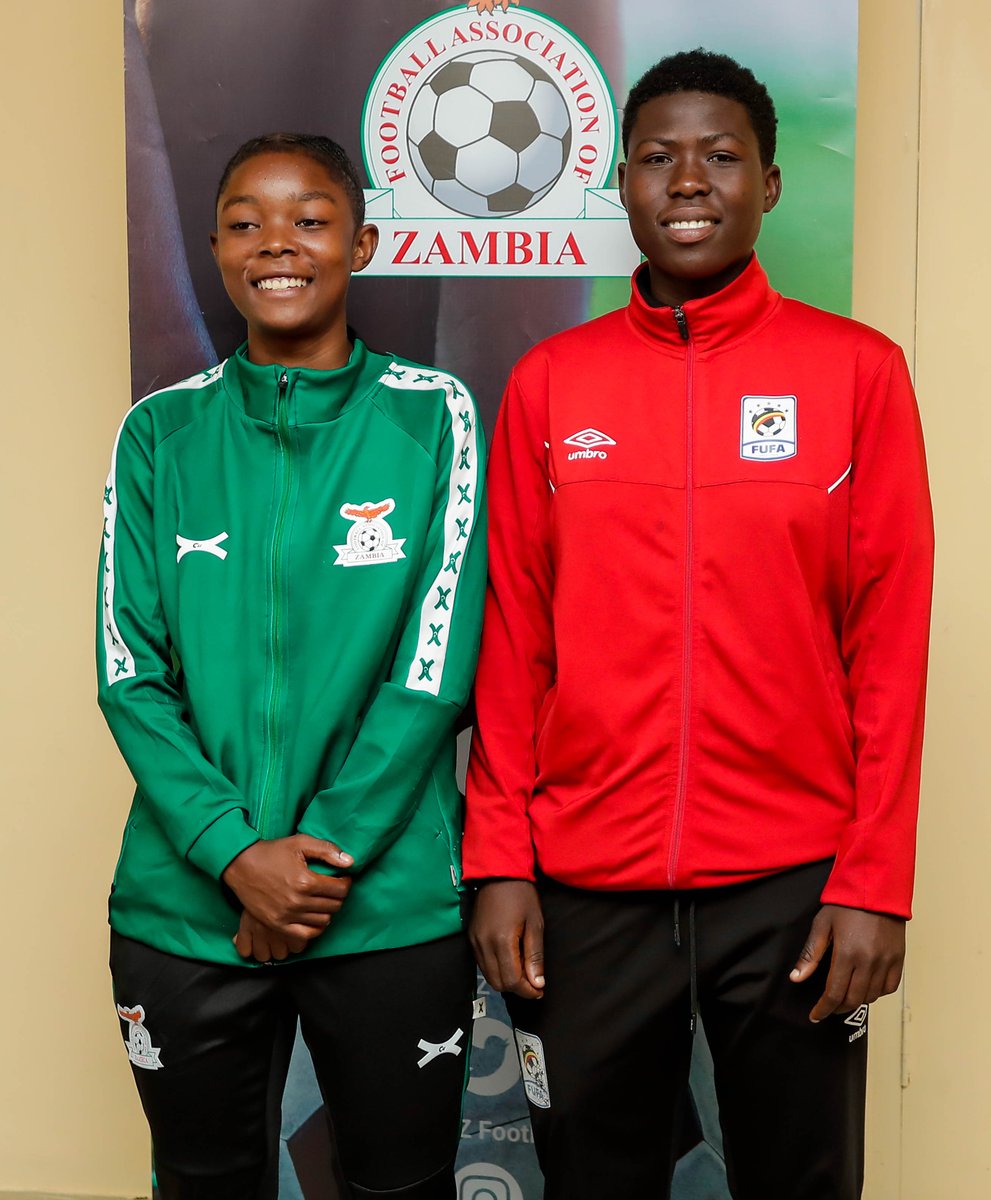 THE BEAUTIFUL SIDE OF THE GAME: Zambia U17 Women's National Team captain Blessings Zangose Zulu and her Uganda counterpart Desire Katisi pose for photo after the pre-match press conference at Football House in Lusaka. Zambia hosts Uganda in the 2024 U-17 FIFA Women's World Cup…