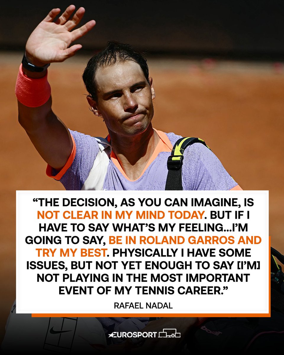Rafael Nadal hasn't made a decision yet on whether he will be playing at Roland Garros. 

#IBI24 | @rolandgarros