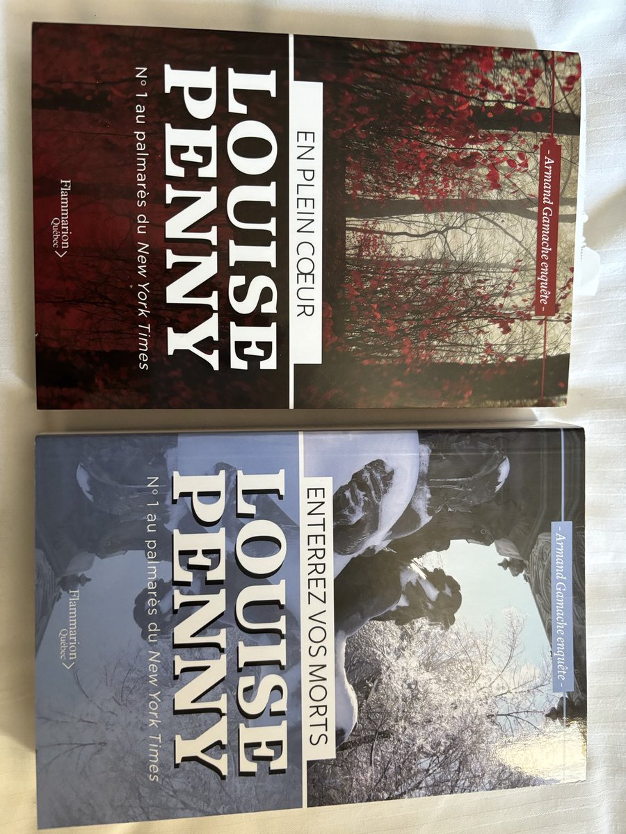 Success! Tasked with finding French translations of Louise Penny books. She lives in and writes about Quebec. Beautiful murder mysteries about Inspector Gamache. Written in English. My wife wants to read them in French!