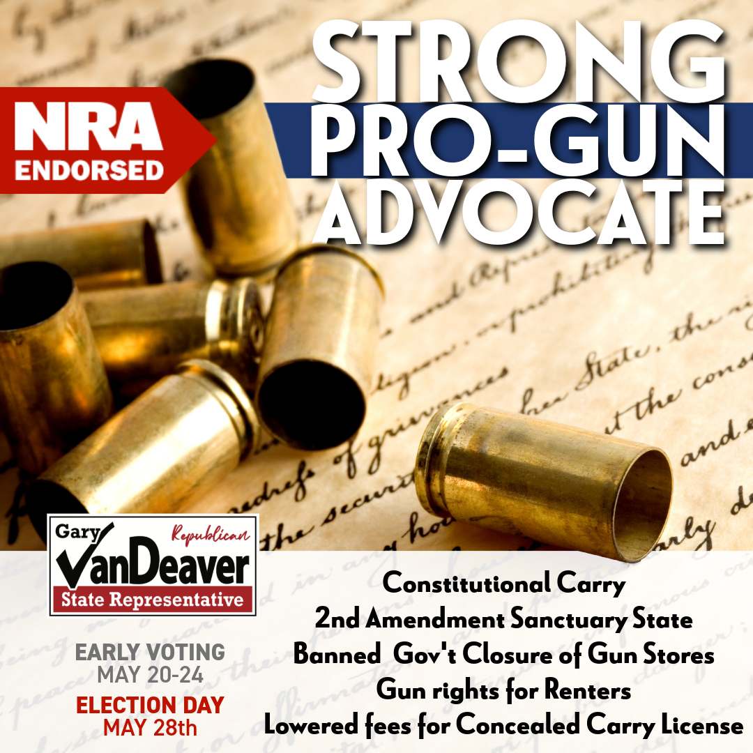 I am the only candidate in this race who is endorsed by the NRA for being a strong pro-gun advocate. One of the laws I helped pass in 2021 designates Texas as a 2nd Amendment Sanctuary State. On May 28th, vote for the proven Conservative. #VoteForVanDeaver #txlege