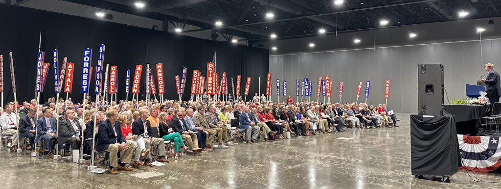 Awesome visit this morning with so many patriots at the @MSGOP Convention. Republicans across the state are fired up to reelect President Donald J. Trump. Together, we will… Make America Great Again!