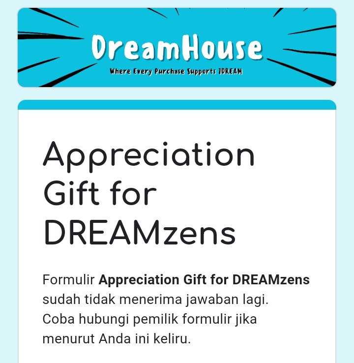 Form sudah kami tutup karena slot penerima voucher sudah terpenuhi☺️ Terima kasih atas antusiasnya🩵 See youu next week, DREAMzens👋