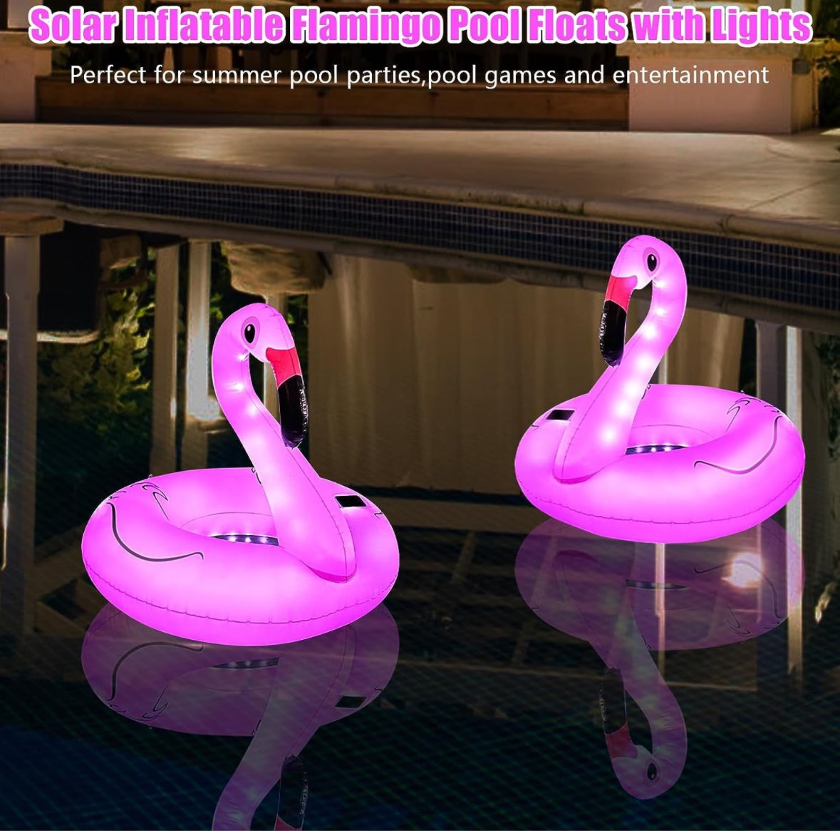 amzn.to/4amsdYR #solar #flamingos #inflatable #pool #poolfloat #lights #summer #summerfinds #need #PoolSeason