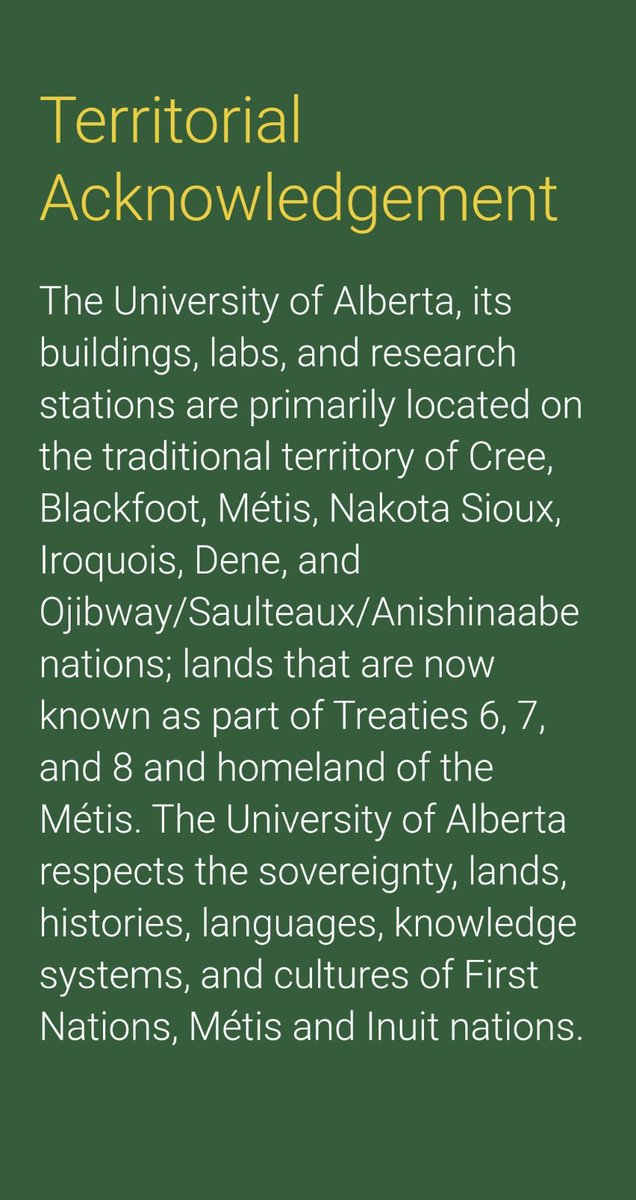 Land Acknowledgement from @UAlberta is now considered lip service. 

#landacknowledgment #ualberta #yeg #yegcc #abpse #treaty