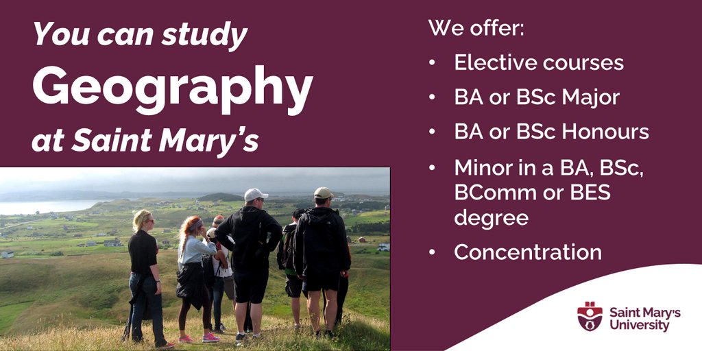 Did you know that @smuhalifax is home to #NovaScotia’s only degree programs in #Geography? Check out our #SMUGeography options: loom.ly/GJVReGo • Elective courses • BA or BSc Major & Honours • Minor in a BA, BSc, BComm & BES degree • Concentration • Master of Arts