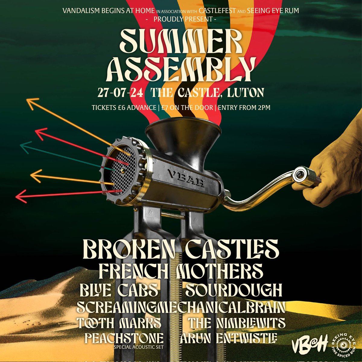 Vandalism Begins At Home (@vbahrecords) on Twitter photo SUMMER ASSEMBLY 2024
We're so excited for Summer Assembly at Castle Live on 27th July alongside our pals Castlefest UK & Seeing Eye Rum 
We have a scorcher of a lineup for you!
Tickets available now 👇
gigantic.com/vbah-presents-…
VBAH
🏖️✊🧡 SUMMER ASSEMBLY 2024
We're so excited for Summer Assembly at Castle Live on 27th July alongside our pals Castlefest UK & Seeing Eye Rum 
We have a scorcher of a lineup for you!
Tickets available now 👇
gigantic.com/vbah-presents-…
VBAH
🏖️✊🧡