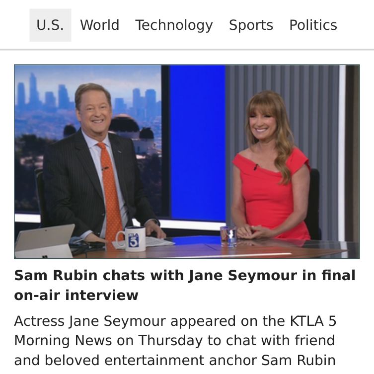 Sam Rubin chats with Jane Seymour in final on-air interview. majordigest.com/us/2024/05/10/…

#majordigest #news #nationalnews #usnews #usanews #breakingnews #randomnews