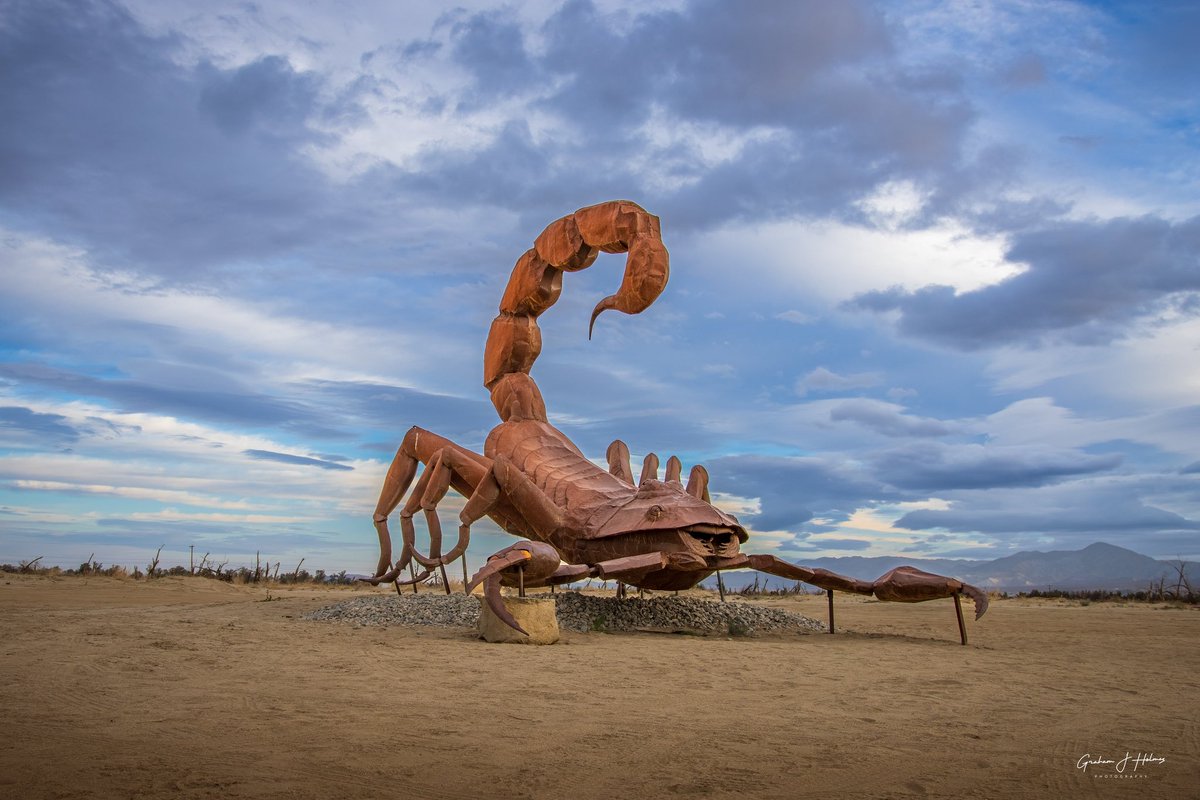 There are so many of these amazing sculptures in Borrego Springs. Aside from the Serpent, the giant scorpion is one of my favorites. #borregosprings #metalsculpture #anzaborrego #canonusa #ShotOnCanon #adventurephotography #travelphotography #YourShotPhotographer #teamcanon