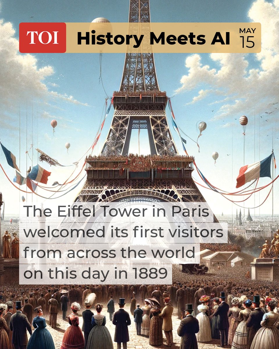 #HistoryMeetsAI | The #EiffelTower was built from 1887 to 1889 by French engineer Gustave Eiffel. It took 2 years, 2 months and 5 days to complete the construction.

On May 15, 1889, the Eiffel Tower welcomed its first visitors from across the world.