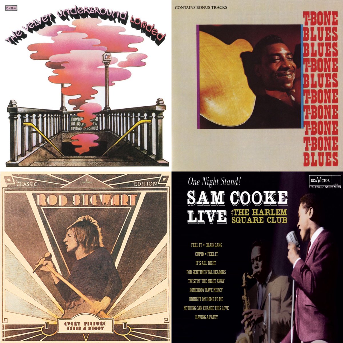 #MúsicaDesobediente Loaded • The Velvet Underground • 1970 #Rock 🇺🇸 | T-Bone Blues • T-Bone Walker • 1959 #Blues 🇺🇸 | Every Picture Tells A Story @rodstewart 1971 #FolkRock 🇬🇧 | One Night Stand! Live At The Harlem Square Club • Sam Cooke • 1963 #Soul 🇺🇸