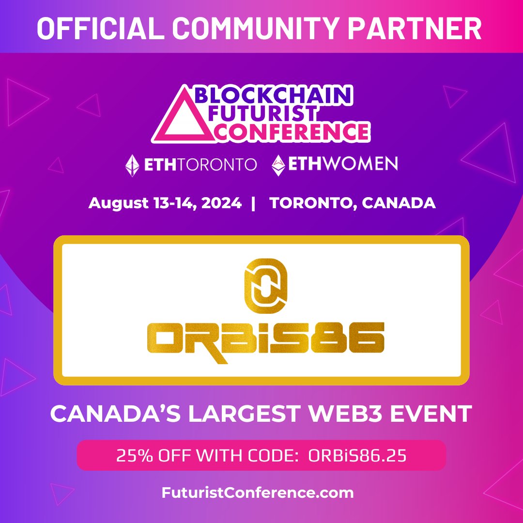 🎉We're thrilled to announce that we're an official Community Partner for the BIGGEST Blockchain event in #Canada: The 6th Annual @untraceableinc @Futurist_conf! 🗓️Gear up for 2 days (August 13-14th 2024) 👉REGISTER NOW: 8ty6.link/lAYYeF 🔥Don't miss: Industry leaders,…
