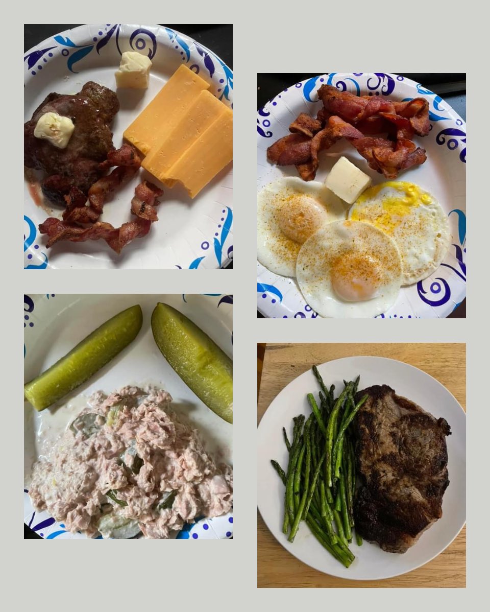 Recent meals in the past few days!

#Keto 110.5 lbs & 50” lost! Reversed T2#Diabetes, HighBP & off meds!

65 y/o, 6 kids, 9 grands & 3 greats! FT RVer

#hypercarnivore #ketovore #rvlife