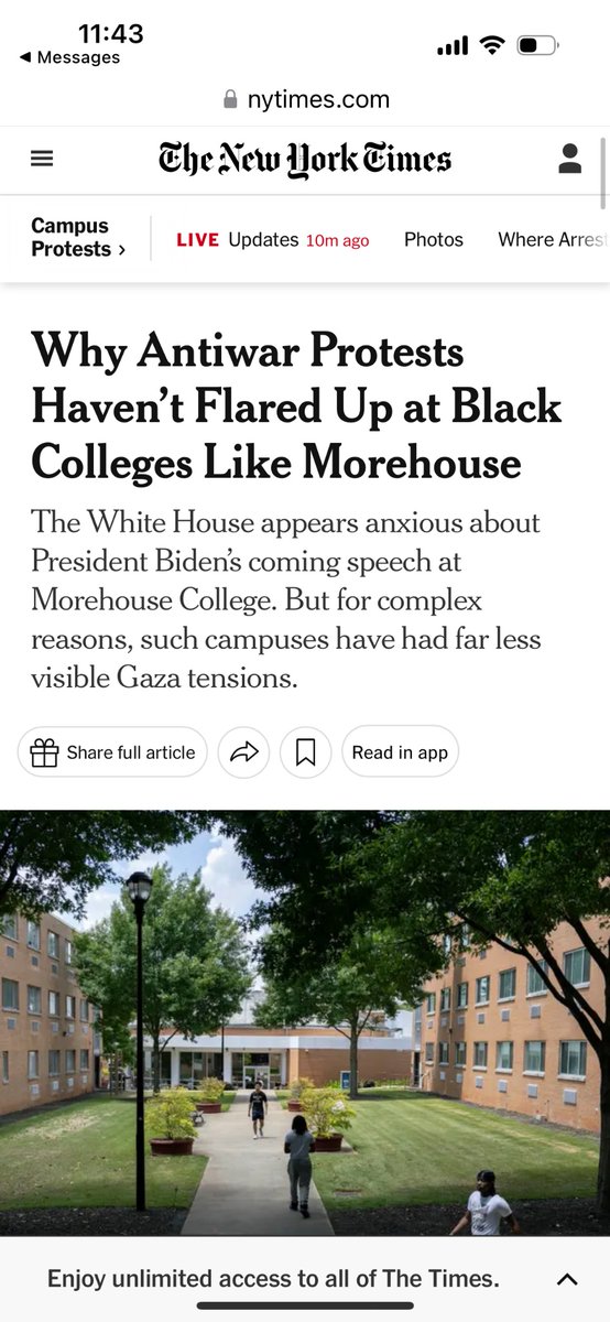 More sloppy reporting from @nytimes who wrote an article about HBCU organizing that completely erases the student+ faculty activism against genocide AND Biden’s visit