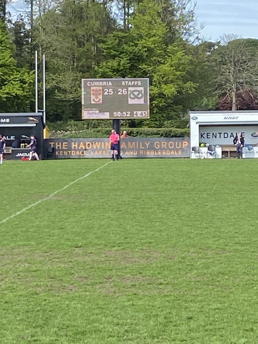 It’s full time. Well played Staffs. Cumbria v Durham at. Carlisle next Saturday.