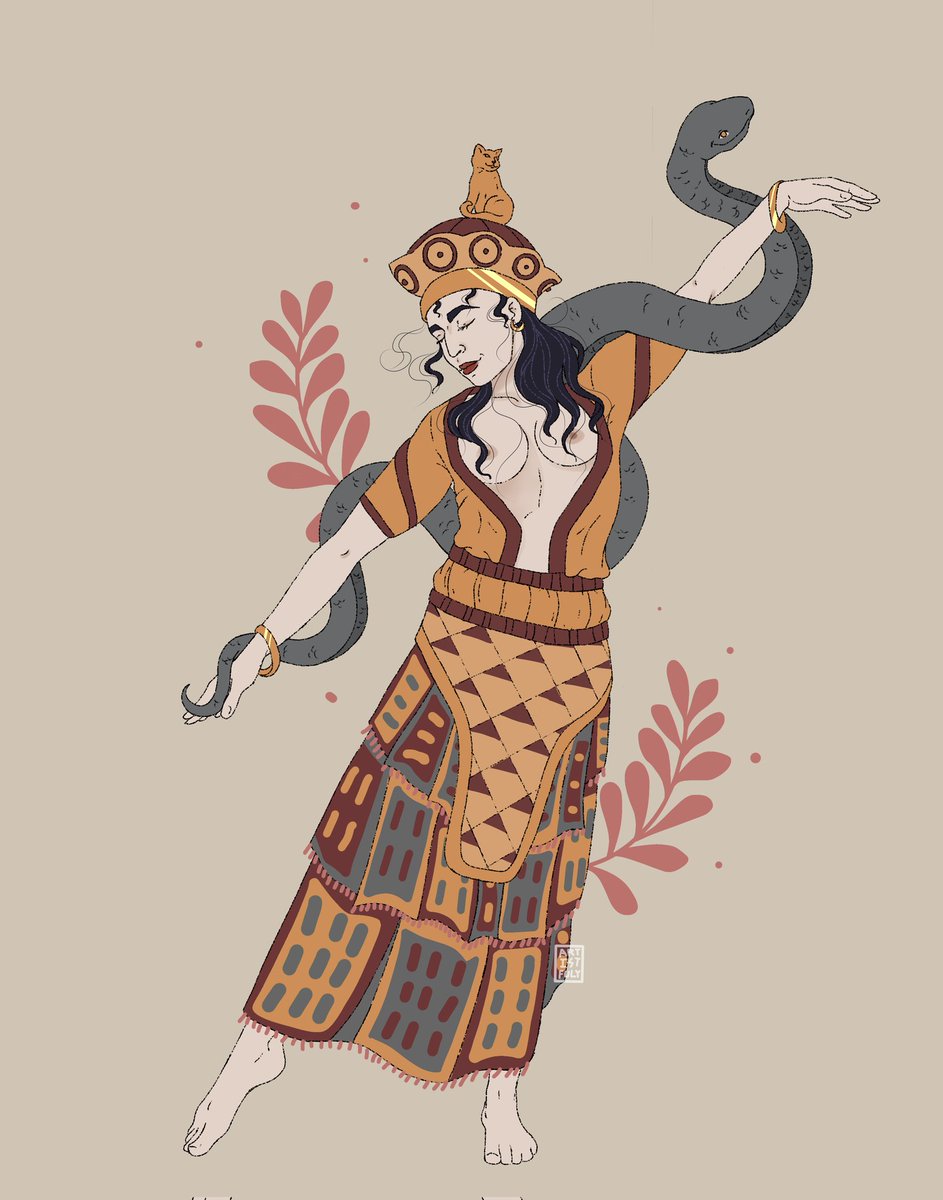 My illustration of the Minoan Snake Goddess. Inspired by the Knossos figurine. 🌱🏺