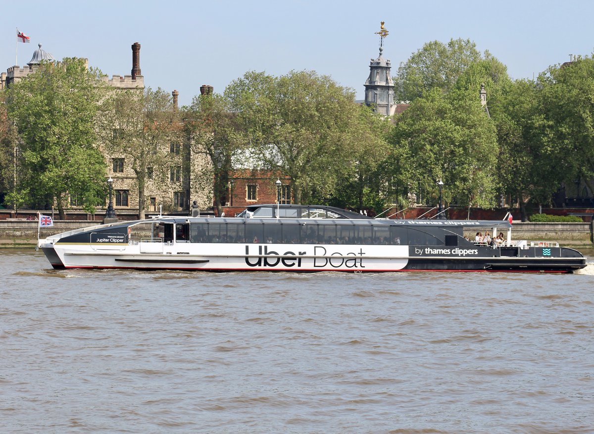 JUPITER Clipper heading downstream past Lambeth Palace this afternoon.