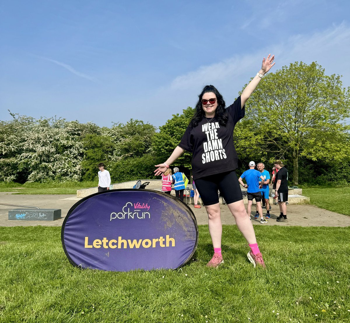 Spreading the message at @letchworthprkrn this morning 🩳❤️ #loveparkrun #wearthedamnshorts