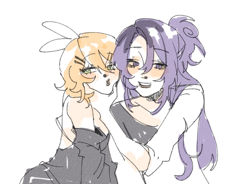 i got so lazy with this doodle but rin and gakupo doing makeup together <3 #VOCALOID